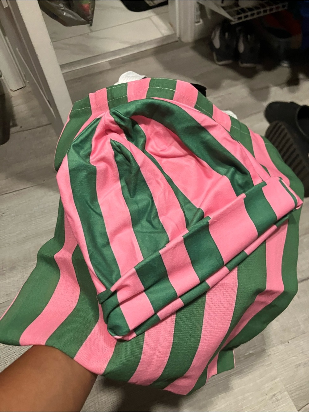 Pink and Green Striped Women’s Skirt